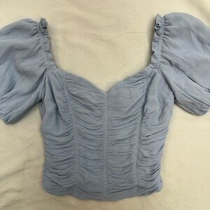 Astr Light Blue Ruched Crop Top XS